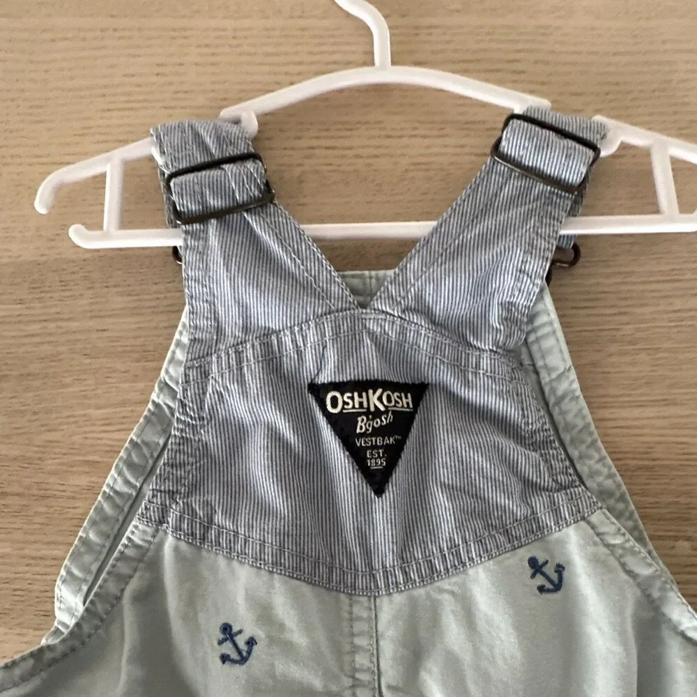 OshKosh B'gosh 24M Light Blue Nautical Anchor Overall One-Piece Adjustable